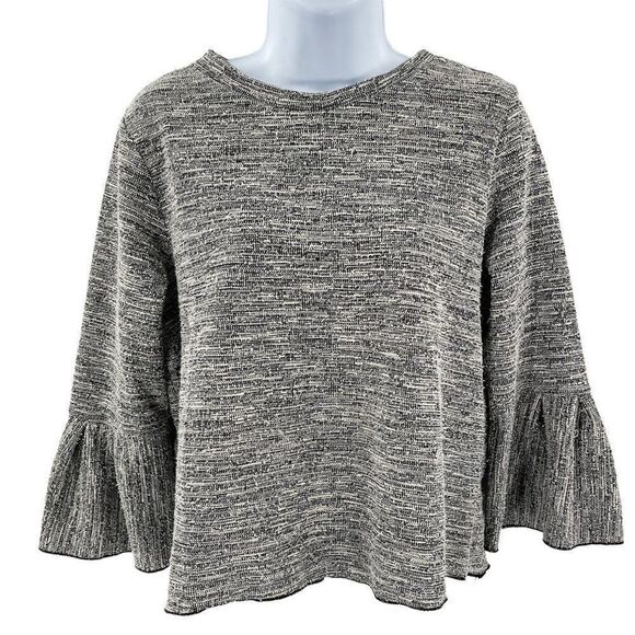 2/$30 Urban Outfitters Statement Bell Sleeve Solid Grey Gray Knit Sweater Top - Picture 1 of 7